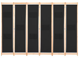 6-Panel Room Divider Black 240x170x4 cm Fabric