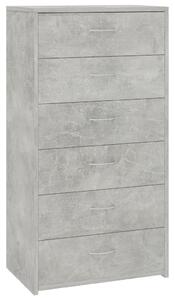 Sideboard with 6 Drawers Concrete Grey 50x34x96 cm Engineered Wood