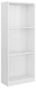 3-Tier Book Cabinet High Gloss White 40x24x108 cm Engineered Wood