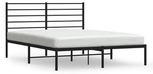 Metal Bed Frame with Headboard Black 120x190 cm Small Double