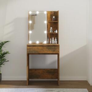 Dressing Table with LED Smoked Oak 60x40x140 cm