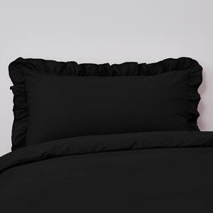 Non Iron Plain Dye Black Frilled Pillowcase Black