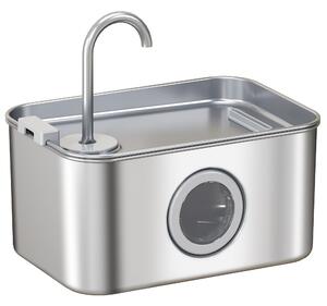 PawHut 3.2L Cat Water Fountain for Drinking, Cat Fountain Stainless Steel with Visible Water-Level Window, Ultra-Silent Pump