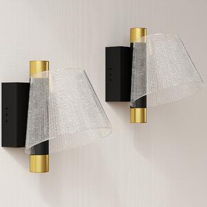HOMCOM Led Wall Lamp 2 Pack, 5W Modern Indoor Starry Wall Light, Colour Temperature Adjustable 3000K/4000K/6500K, for Bedroom, Living Room, Hallway, Stairs, Black
