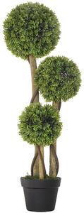 HOMCOM Decorative Artificial Plants Boxwood Ball Topiary Trees in Pot Fake Plants for Home Indoor Outdoor Decor, 90 cm Aosom UK