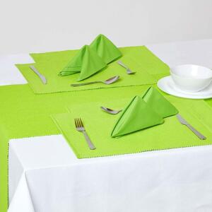 Homescapes Cotton Lime Green Pack of 4 Napkins, 4 Placemats & 1 Runner