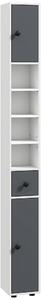 Kleankin 180cm Tall Slim Bathroom Cabinet, Narrow Toilet Roll Storage with Open Shelves, 2 Door Cabinets, Adjustable Shelves, for Kitchen Aosom UK