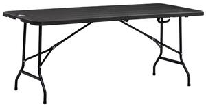 Outsunny Folding Garden Dining Table for 6, Rectangular Outdoor Dining Table with HDPE Tabletop and Steel Frame for Balcony, Porch, Charcoal Grey