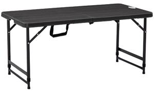 Outsunny Foldable Patio Dining Table for 4, Height Adjustable Outdoor Table for Garden, Lawn, Dark Grey