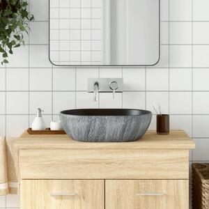Countertop Basin Black and Grey Oval 47x33x13 cm Ceramic