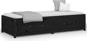 Day Bed Black 75x190 cm Small Single Solid Wood Pine
