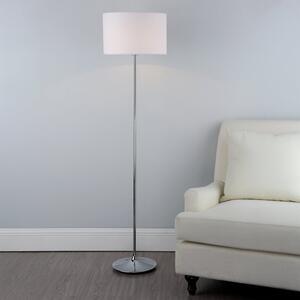 Dar DEL4950 Delta Modern Chrome Floor Lamp With Cream Shade