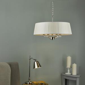 Dar CRI042 Cristin 4 Light Ceiling Pendant In Nickel With Ivory Shade