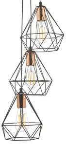 Dar DEY0322 Deyon 3 Light Cluster Pendant Light In Copper And Black