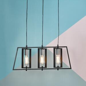 Dar DAX0350 Dax 3 Light Bar Pendant In Black And Polished Chrome