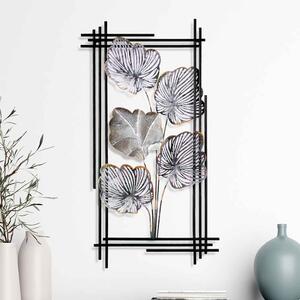 Parklane Metal Linear Leaf Wall Art in Silver and Black