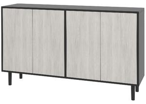 HOMCOM Kitchen Sideboard Storage Cabinet for Living Room with Adjustable Shelves 4 Doors and Pine Wood Legs Black