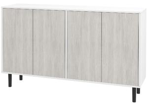 HOMCOM Kitchen Sideboard Storage Cabinet for Living Room with Adjustable Shelves 4 Doors and Pine Wood Legs White