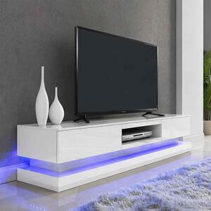 Step High Gloss TV Stand In White With Multi LED Lighting
