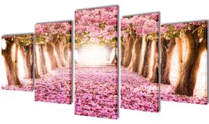 Canvas Wall Print Set Cherry Blossom 200 x 100 cm