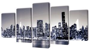 Canvas Wall Print Set Monochrome New York Skyline 100 x 50 cm