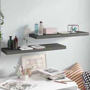 Floating Wall Shelves 2 pcs High Gloss Grey 80x23.5x3.8 cm MDF