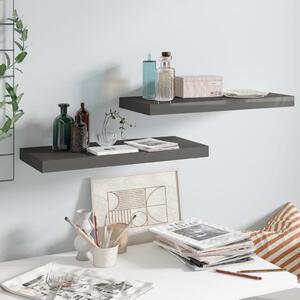 Floating Wall Shelves 2 pcs High Gloss Grey 60x23.5x3.8 cm MDF