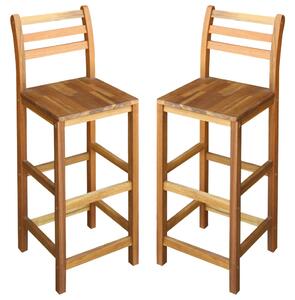 Bar Chairs 2 pcs Solid Acacia Wood