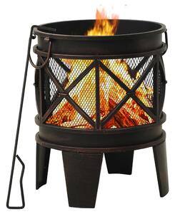 Rustic Fire Pit with Poker Φ42x54 cm Steel