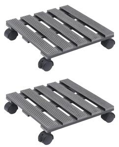 Plant Trolleys 2 pcs Grey 30x30x7.5 cm WPC