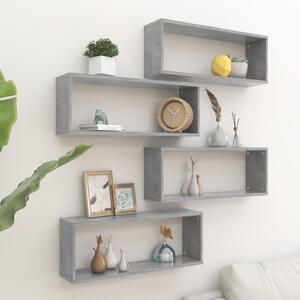 Wall Cube Shelf 4 pcs Concrete Grey 60x15x23 cm Engineered Wood