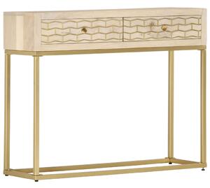 Console Table Gold 90x30x75 cm Solid Mango Wood