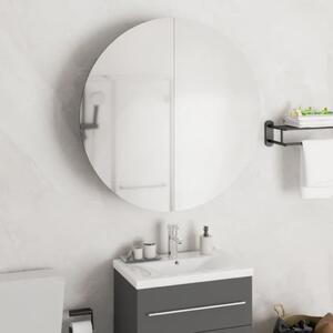 Bathroom Cabinet with Round Mirror&LED Black 54x54x17.5 cm