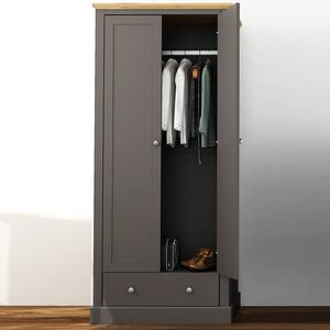 Devan Wooden Wardrobe With 2 Doors In Charcoal And Oak