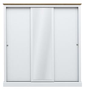 Devan Wooden Wardrobe With 3 Sliding Doors In White And Oak
