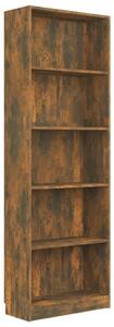 5-Tier Book Cabinet Smoked Oak 60x24x175 cm Engineered Wood