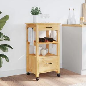 Corinth Wooden Kitchen Trolley With 2 Drawers In Brown