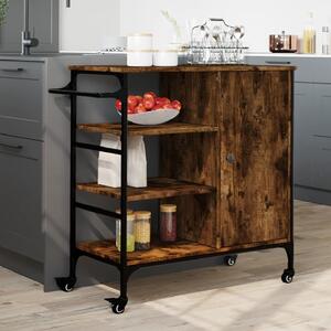 Choctaw Wooden Kitchen Trolley With 1 Door In Smoked Oak
