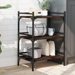 Coeburn Wooden Kitchen Trolley With 3 Shelves In Brown Oak