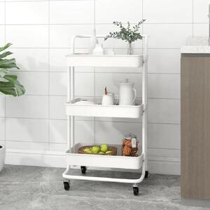 Cincinnati ABS Plastic 3 Tier Kitchen Trolley In White