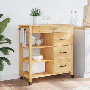 Coimbra Wooden Kitchen Trolley With 4 Drawers In Brown