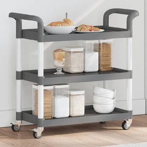 Colquitt Small Polypropylene Plastic 3 Tier Trolley In Grey