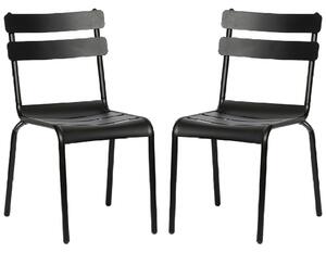 Amarillo Black Aluminium Outdoor Side Chairs In Pair