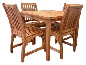 Marfa Wooden Outdoor Square Dining Table With 4 Chairs In Natural