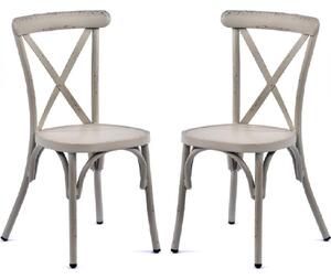 Cayuga Vintage White Aluminium Outdoor Side Chairs In Pair