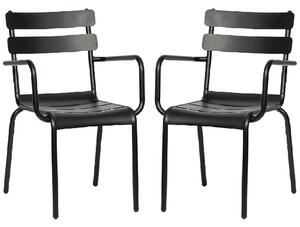 Amarillo Black Aluminium Outdoor Arm Chairs In Pair