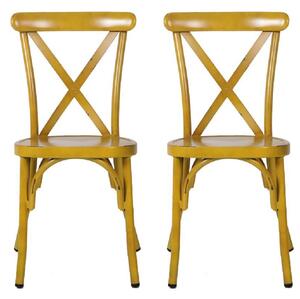 Cayuga Vintage Yellow Aluminium Outdoor Side Chairs In Pair