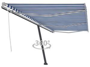Freestanding Manual Retractable Awning 600x300 cm Blue/White