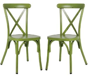 Cayuga Vintage Green Aluminium Outdoor Side Chairs In Pair