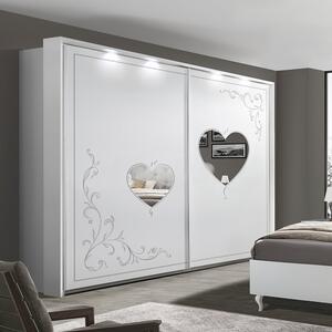 Sialkot Wooden Wardrobe With Mirror In Serigraphy White And LED